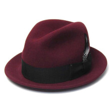 (Claret) Adult Trilby Hat Comfortable French Style Ribbon Hat Band Hat Adult Festival Party Festival Formal Gathering Fedoras Hat Y