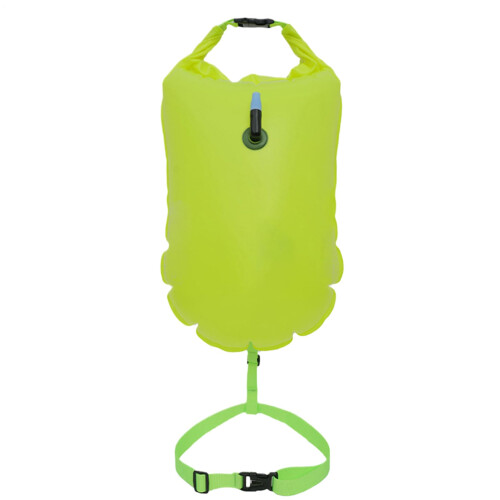 Swimming Pull Buoy High-Visibility EVA Foam Float Bag For Kayaking With Adjustable Strap Neon Yellow