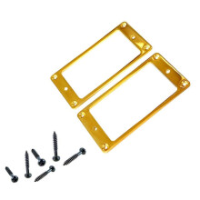 (Golden) Set of 2 Metal Electric Guitar Pickup Frames Flat Humbucker Rings Mounts for Electric Guitars Humbuckers and Pickup Use Silver