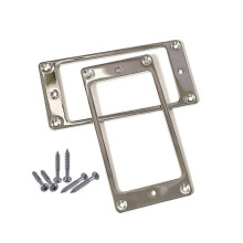 (Silver) Set of 2 Metal Electric Guitar Pickup Frames Flat Humbucker Rings Mounts for Electric Guitars Humbuckers and Pickup Use Silver