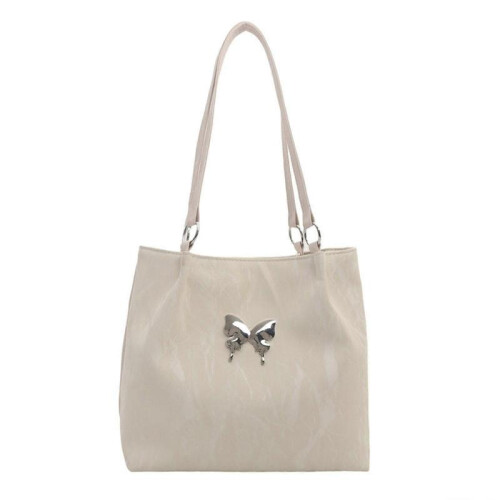(White) Elegant Shoulder Bag Aesthetic Butterfly Pattern Versatile Solid Color PU Leather Underarm Bag Large Capacity Handbag  White