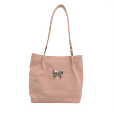 (Pink) Elegant Shoulder Bag Aesthetic Butterfly Pattern Versatile Solid Color PU Leather Underarm Bag Large Capacity Handbag White