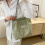 (Silver) Elegant Shoulder Bag Aesthetic Butterfly Pattern Versatile Solid Color PU Leather Underarm Bag Large Capacity Handbag  White 5