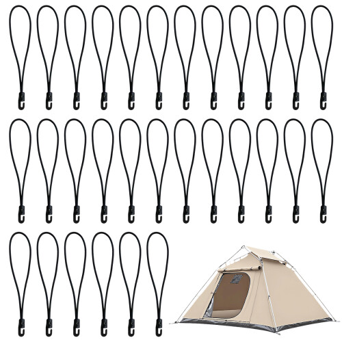 30Pcs 4mmx25cm Elastic Nylon Rope With Plastic Hook Heavy Duty
