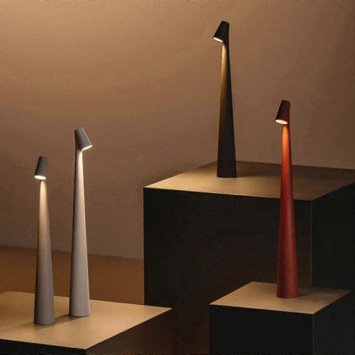 (Gray) Elegant Slim Conical Stem Table Lamp Portable & Dimmable Led Sculpting Light Dec 25-26s 2