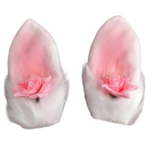(pink flowers) Elegant Rabbit Ear Flower Hair Clip for Han Costume Chinese Style Side Clip Barrettes for Women SideBangs Hair Style pink flowers