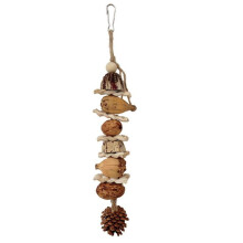 (Type A) Pet Bird Toy Birdcage Hanging Toy Natural Pinecone Swing Parrot Chewing Perch Toy Cage Tearing Puzzle Toy for Cockatoos