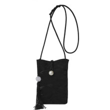 (Black) Chinese Style Pearls Phone Purse for Women Elegant PU Leather Crossbody Bag Small Shoulder Purses Phoens Pouches White