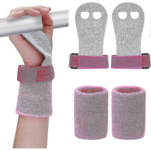 (Pink) Gymnastics Grips Wristbands Sets for Kids - 2 Pcs, Workout & Exercise with Gymnastic Hand Grips