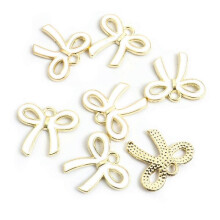 (Gold 6K) 100Pcs Butterfly Knot Hairpiece Accessories Bowknot Pendant for Bracelet Necklace Clothing Embellishment for Daily Use