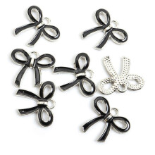 (White K1 B) 100Pcs Butterfly Knot Hairpiece Accessories Bowknot Pendant for Bracelet Necklace Clothing Embellishment for Daily Use