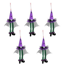 (Purple) 5 Pieces Witch Hat Window Hangings Accessory Festives Decorative Ornament Stylish Halloween Home and Shop Decoration  Red