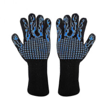 A Pair Of Blue Kitchen Barbecue Gloves Cooking Oven Grilling Welding Silicone Gloves 25-26s