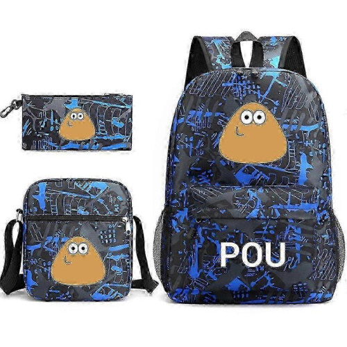 POU School Bag Backpack Pencil Case Shoulder Bag Three-piece Set _7 25-26s