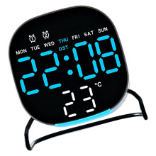 Réveil numérique pour chambre à coucher,-Lumière bleue carrée