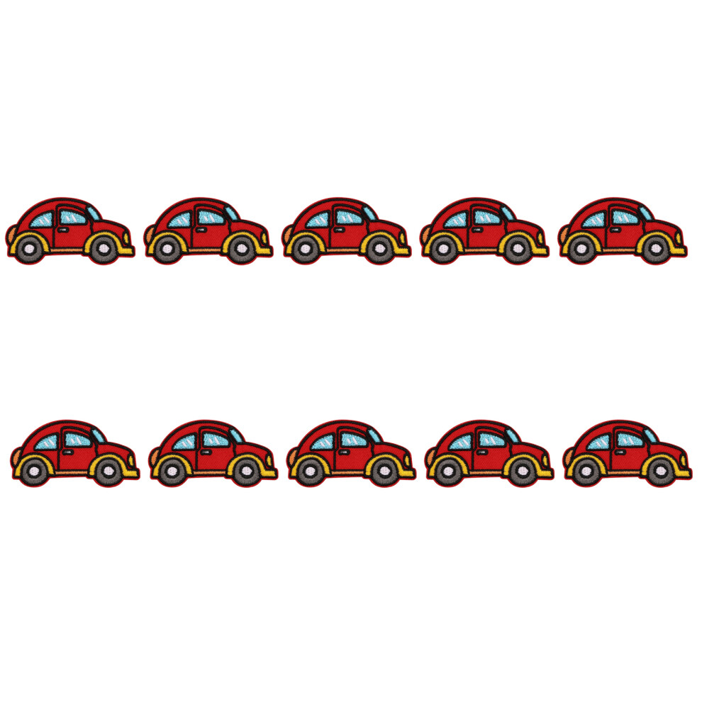 10Pcs Cartoon Vehicle Iron On Appliques Patches-Little Car Red 7627000272027