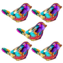 (5) 5Pcs Crystal Bird Miniatures Statues, Sophisticated Decoration Bird Figurines For Shelves, Tables, And Cabinets