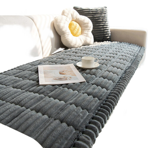 Cord-Sofaschoner, rutschfest, pflegeleicht,-70*180cm Dunkelgrau