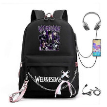 (picture color5) Wednesday Addams Backpack Mirabel Madrigal School Bags USB Charging Backpack Travel Notebook Schoolbag for Kids Students 25-26s