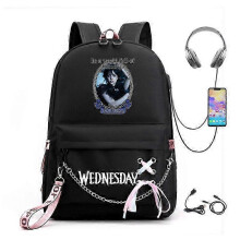 (picture color9) Wednesday Addams Backpack Mirabel Madrigal School Bags USB Charging Backpack Travel Notebook Schoolbag for Kids Students 25-26s