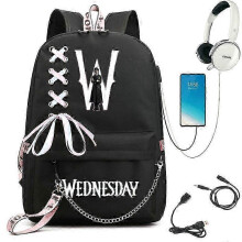 (picture color26) Wednesday Addams Backpack Mirabel Madrigal School Bags USB Charging Backpack Travel Notebook Schoolbag for Kids Students 25-26s