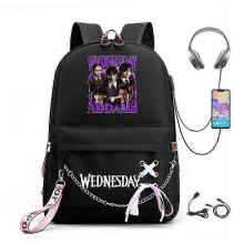 (picture color4) Wednesday Addams Backpack Mirabel Madrigal School Bags USB Charging Backpack Travel Notebook Schoolbag for Kids Students 25-26s