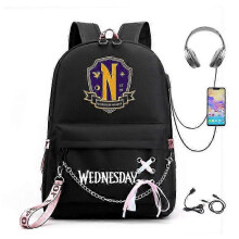 (picture color2) Wednesday Addams Backpack Mirabel Madrigal School Bags USB Charging Backpack Travel Notebook Schoolbag for Kids Students 25-26s