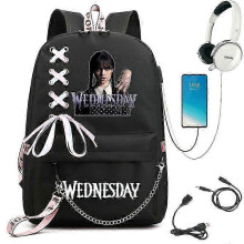 (picture color24) Wednesday Addams Backpack Mirabel Madrigal School Bags USB Charging Backpack Travel Notebook Schoolbag for Kids Students 25-26s