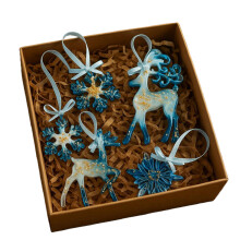 Hars kerstversieringen: blauw en goud vakantiedecor,-H