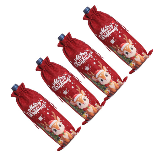 Natural Wine Bottle Bag Friendly Drawstring Closure-Burgundy