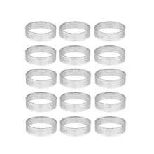 15 Pack Stainless Steel Tart Ring, Heat-resistant Perforated Cake Mousse Ring, Round Ring Baking To 25-26s