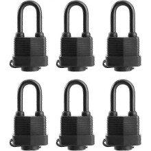 6 Pack Waterproof Padlocks Keyed Alike - Heavy Duty Laminated Steel Lock for 25-26s