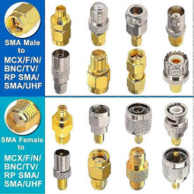 16 Type SMA Connectors SMA Adapter Kits SMA to MCX/TV/F/BNC/UHF/RP-SMA Straight Type Nickel Gold Pl 25-26s