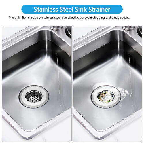 3Pcs Silver Metal Sink Strainer Basket Rust-Resistant for Home Use 2