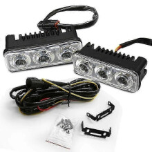 18W Daytime Running Lights 3 LED Car High Power Aluminum with Lens DC 12V Super White 6000K DRL Waterproof Fog Lamps Day Light-Good-Good 25-
