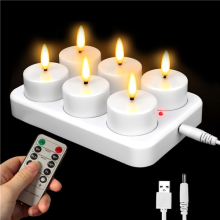 Rechargeable Flameless Tea Lights Candles with Charging Station