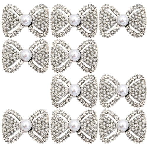 Boucles de taille réglables en métal, fermoirs,-perle argentée