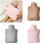 Bouillotte avec couverture en fourrure de lapin-Rose 1000ml 4