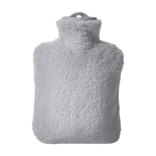 Bouillotte avec couverture en fourrure de lapin-gris 500ml