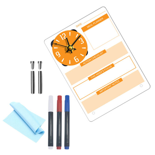 1Set Stylish Acrylic Planning Board with Clock Clear Display for Desk 2