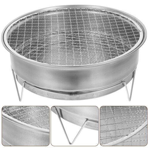 1 Set Houtskoolgrill Campinggrill Draagbare Bbq Rvs-Grill 2