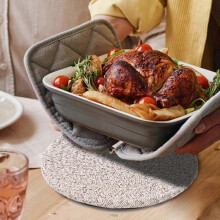 FFY 6 Pcs Black Pot Holder & Heat Mats Set, 5 Heat Mats + 1 Pot Mat 25-26s