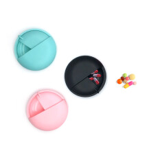 Pink Travel Round Pill Container Organizer Rotary Opening Portable