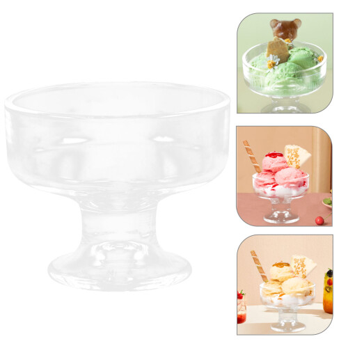 Clear Dessert Bowl Op Voet Voor Aperitief Fruit Salade Pudding 2
