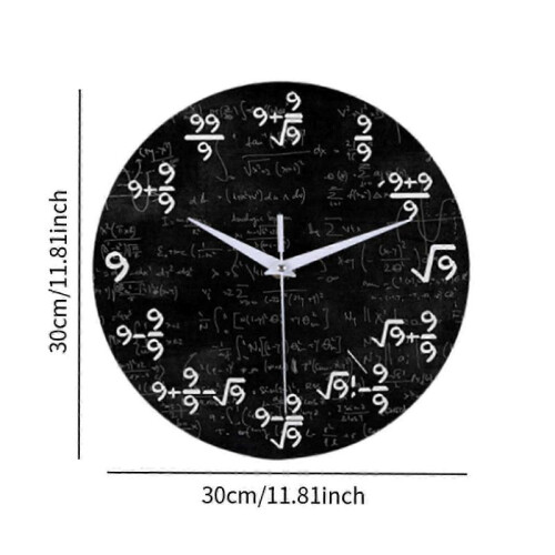 (30cmx30cm,Style B)Math Wall Clock Home Decor Gift Wall Decor for Classroom Bedroom Math Lovers Style A 25-26s 1
