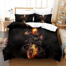 (Single135x200cm) Ghost Rider Superhero Duvet CoverBedding Set for Teens Adults Marvel Duvet Cover Double Patterned Cover 135*200 CM 25-26s