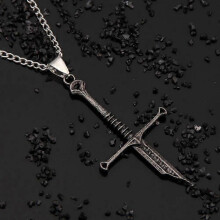Movie Narsil Broken Sword Necklace Aragorn Sword Cosplay Vintage Pendant Necklace for Men Jewelry Accessories Gift 25-26s