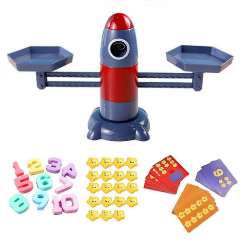 Kids Rocket Scale Toy with 19 Star Weights Math Counting Number Learning Parent-child Interactive 25-26s