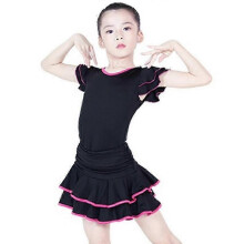 (170, female) Children's short skirt short sleeve 2-piece set V-neck ballet Latin dance dress girls dance training clothes 25-26s