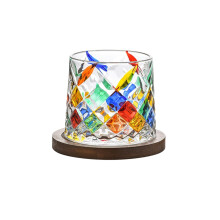 European Style Creative Glacier Hand-Painted Crystal Glass Rotating Whiskey Tasting Glass Foreign Wine Spirit Glass